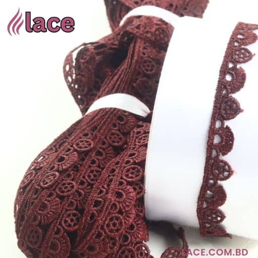 পোড়া খয়েরী চিকন কেমিকেল লেইস ০.৫ ইঞ্চি (D-3) - Image 1